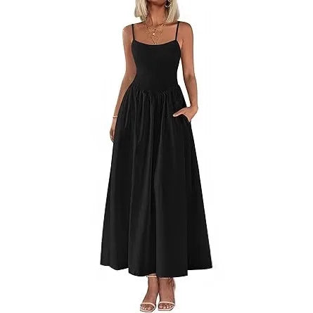 Elegant Feminine Long Dresses For Summer Vacation 2026 Pleated Strap Dress For Women Vestidos Fiesta Mujer Vestidos Fiesta