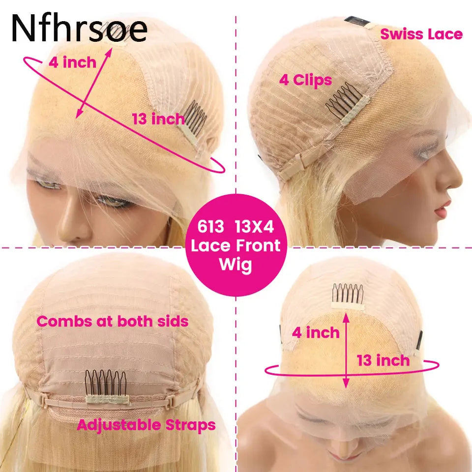 Brazilian Colored Human Hair Wig For Women Light Blue Short Straight Bob Transparent Lace Frontal Wigs For Women Pre Plucked