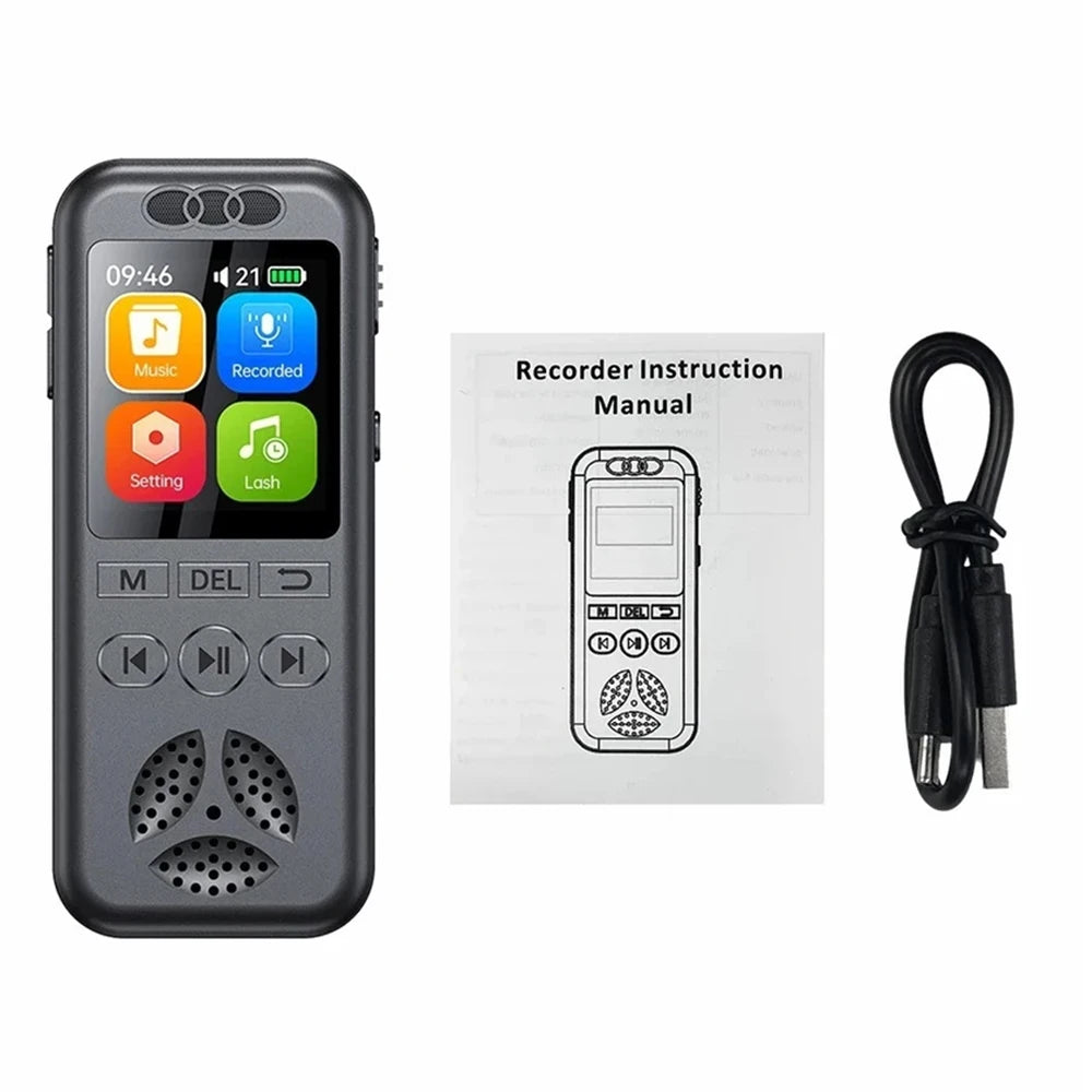 Digital Voice Recorder MP3 Player HD Noise Reduction WAV Audio Player One-Button Portable Business Recording Device