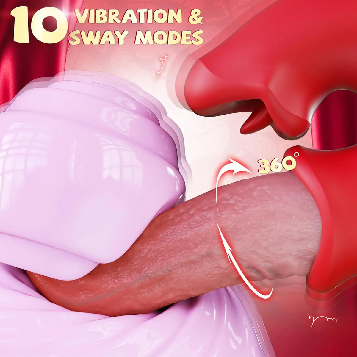 Dildo Vibrator Adult Rose Sex Toys for Women with 10 Vibrating Swinging G Spot Clit Stimulator Tongue Adult Toys for Female