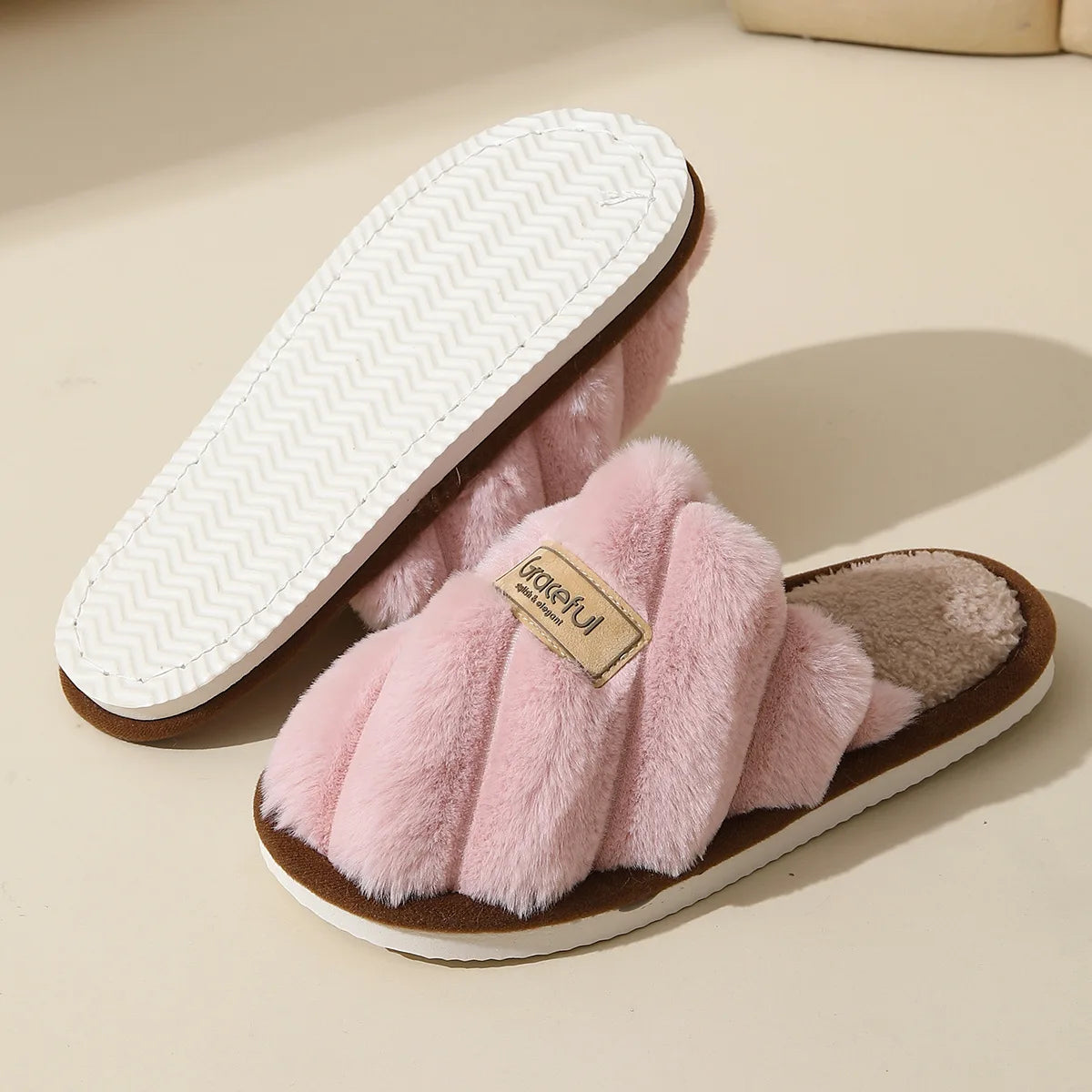 Winter Warm Plush Women Slippers Non Slip Soft Shoes Comfort Flat Heel Indoor Bedroom Couple's Slippers for Home Shoes