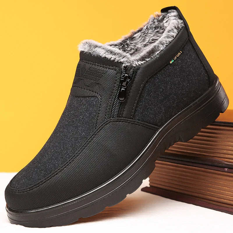 Winter Mens Cotton Shoes Plush Warm Snow Boots Casual Leather Ankle Boots for Men Non-slip Platform Boot Big Size48 Botas Hombre