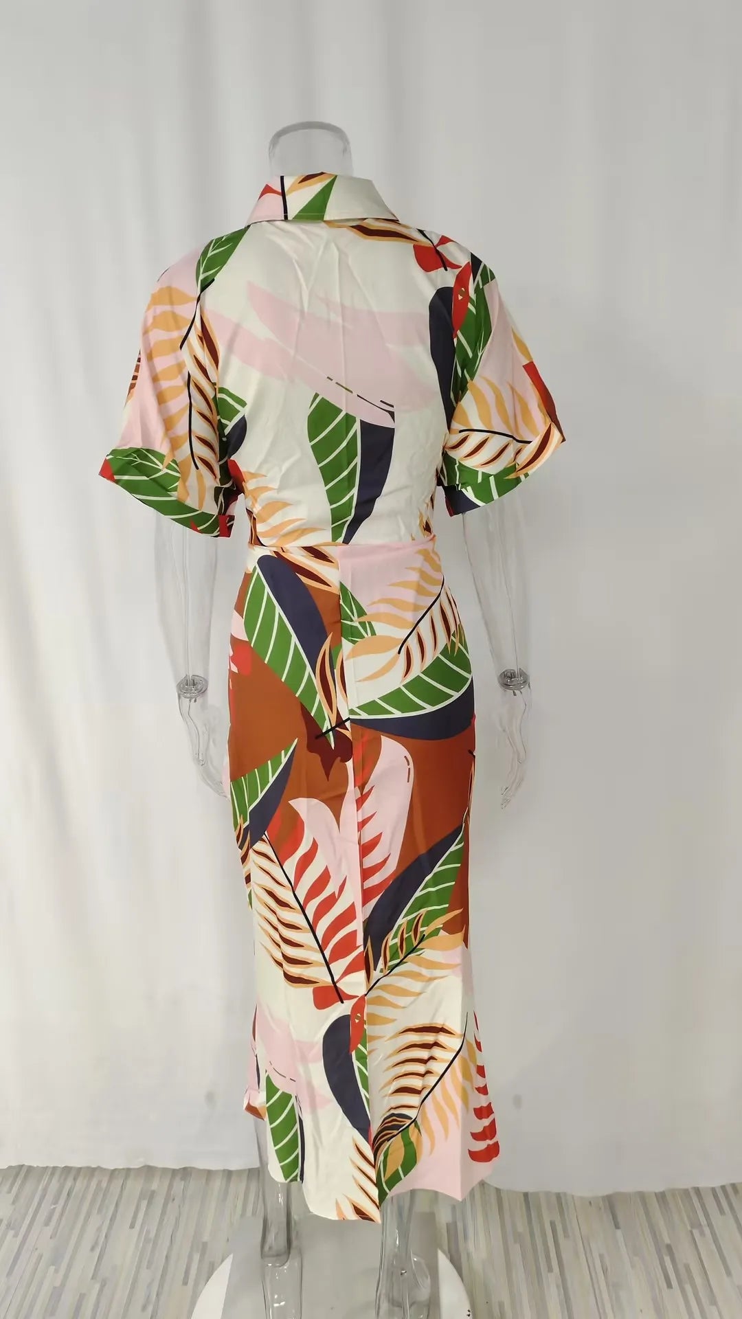 Elegant Dresses For Lady Vestidos 2026 Woman Dress Vestido Commuting Temperament Printed Irregular Leace-up Lapel Slim Contrast