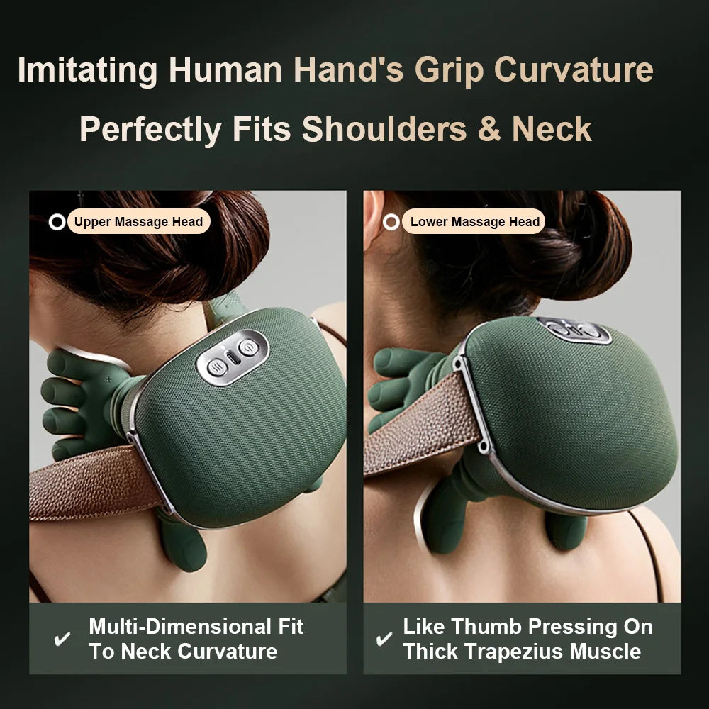 Neck Massager Finger Pressure Shiatsu Neck Back and Shoulder Massager Electric Kneading Neck Deep Massage Muscle Relax
