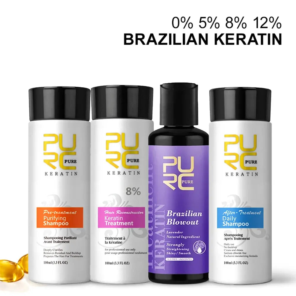 PURC Keratin Treatment Shampoo Conditioner Hair Straightening Products Smoothing Repairing Hair Mask Curly Hair Straighten Care