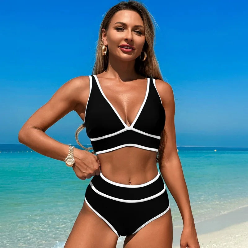 Sexy Floral Print Bikini Woman Beach Clothing Halter Swimsuit Girl Fashion Two-piece Triangle Swimwear Bikini Set Bathing Suits