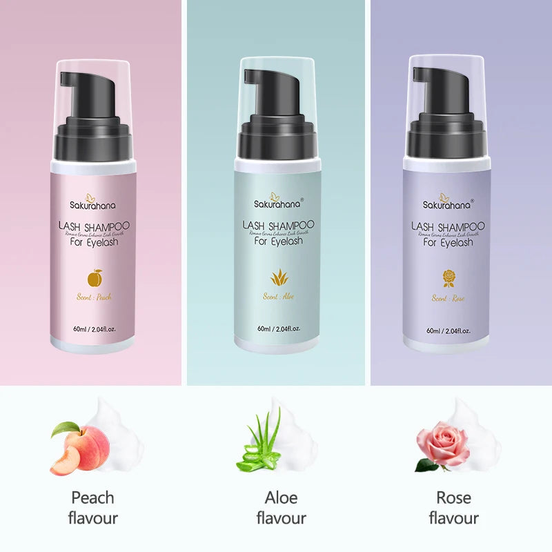 SAKURAHANA Lash Shampoo 60ml Eyelash Extension Deep Cleaning Foam Makeup Cleansing Foam Non-Irritating Makeup Remover