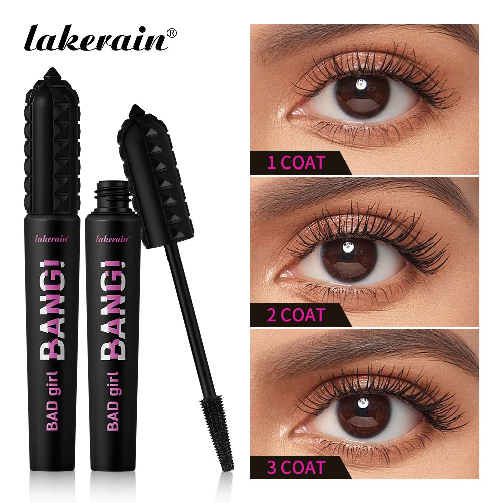 Black Waterproof Mascara 4D Lengthening Curling Volumizing Eyelash Extension Smudge Proof Long Lasting Korean Eye Makeup