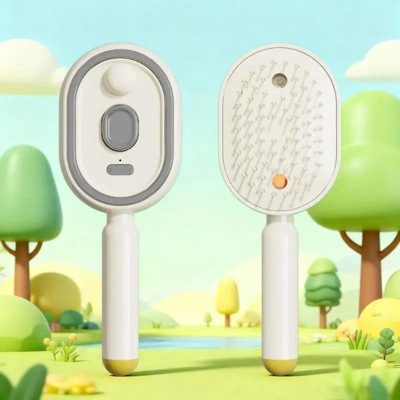 Electric Spray Hair Brush 2-In-1 Misting Hair Brush With Water Spray Reduce Frizz Anti-Static Retractable Steam Massage Comb^+~