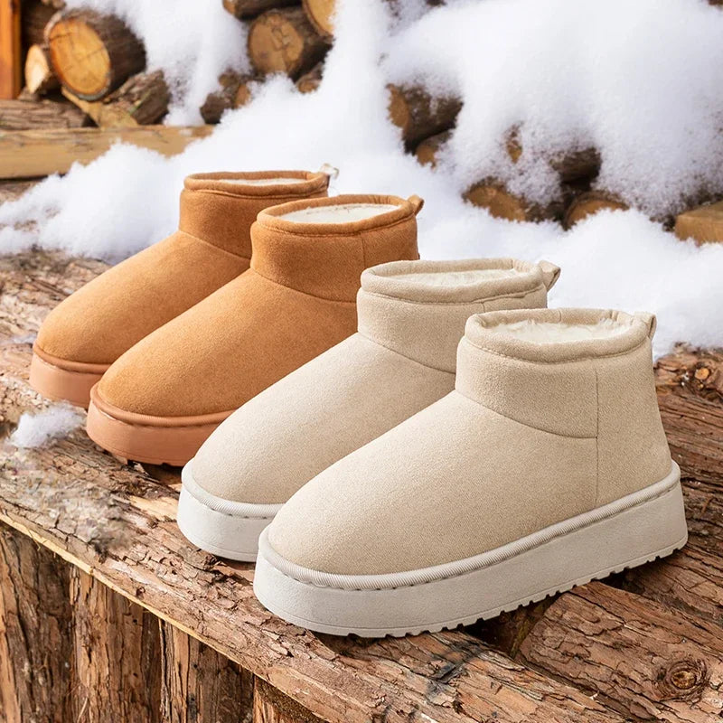 Women Non Slip Thick Bottom Brand Snow Boots Winter 2026 Comfort Platform Warm Plush Ankle Boots Women's Cotton Short Booties