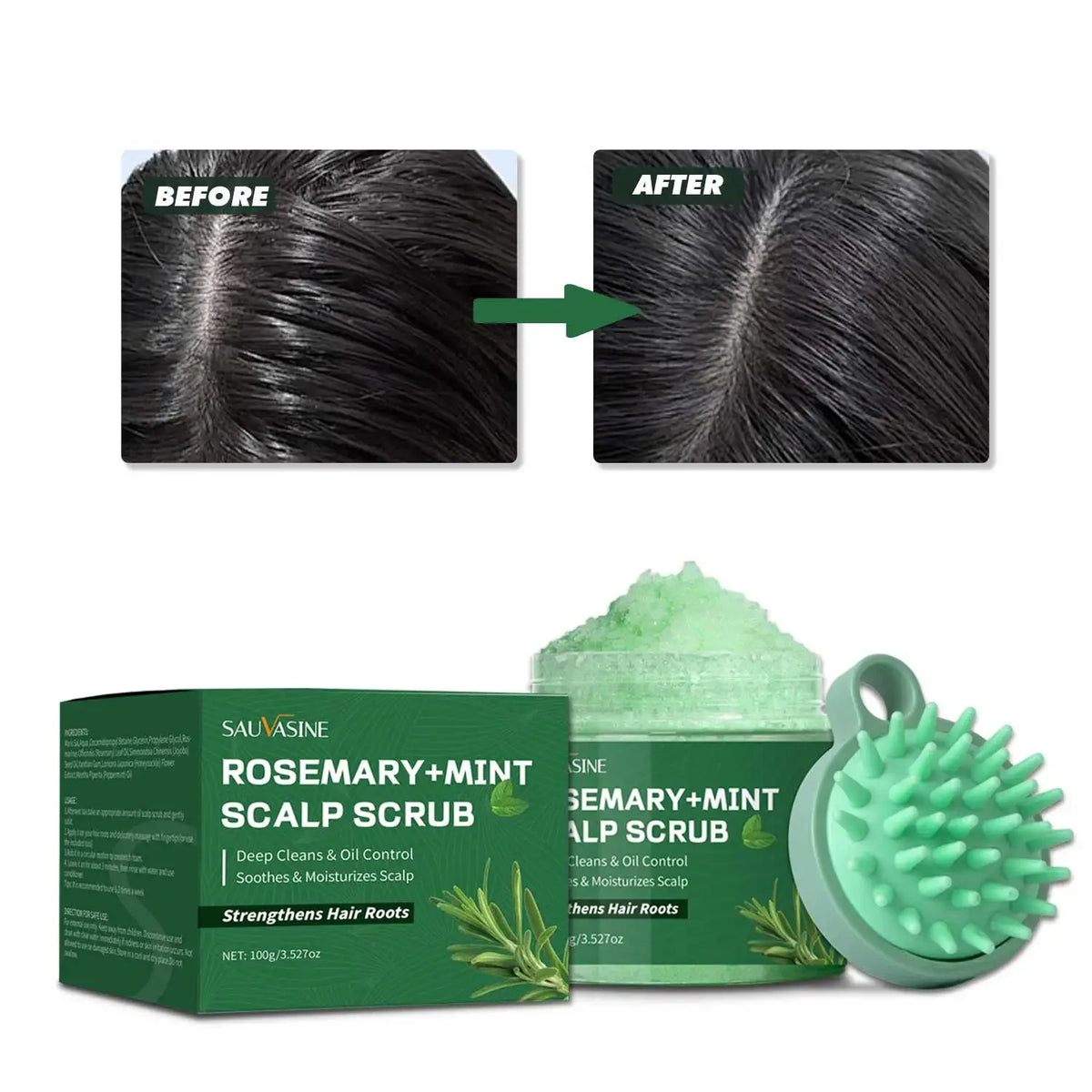Rosemary Mint Scalp Scrub Deep Cleansing Refreshing Oil Control Rosemary Shampoo for Strengthens Hair Nourishing the Scalp 100g