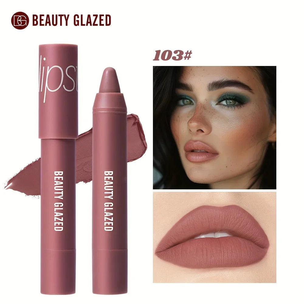 BEAUTY GLAZED 12 Colors Long-Lasting Waterproof Non-Stick Matte Lipstick Pen