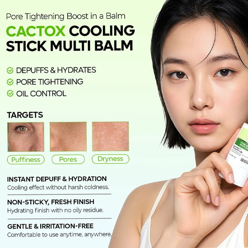 Pore Relief Multi Balm Stick Cooling Face Balm Cream for Enlarged Pores Moisturizing With Cactus Extract Korean Skincare
