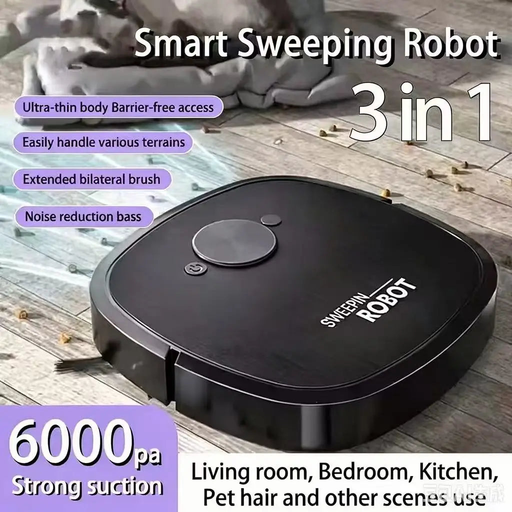 New 3-in-1 Robot Vacuum Cleaner USB Charging Home Fully Automatic Sweep Robot Integrated Sweep Suction Mopping & Sterilization