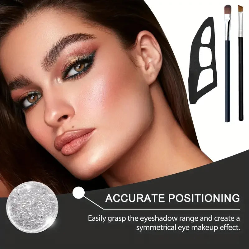 3-Piece Eye Makeup Kit - Eyeshadow Brushes & Molds, Quick Templates for Beginners, Easy Professional Look Anytime