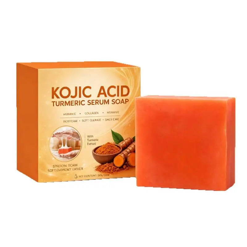 Kojic Acid Turmeric Serum Soap 100g Gentle Clean Rich Foam Facial Body Cleansing Bath Soap Oil Control Brighten Skin Soap
