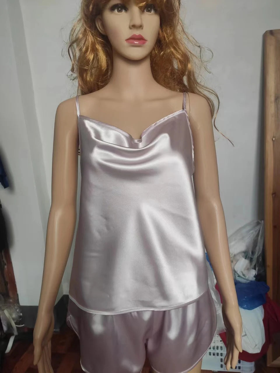 Pajamas Set Sexy Women Satin Sleepwear Lingerie 2 Piece Silk Pjs Cami Top And Shorts Sleep Camisole Nightwear Gift