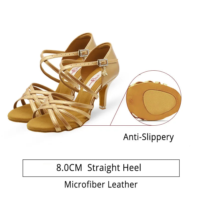 BD Dance Women Latin Dance Shoes Just BD216 High Heel Genuine Leather Laday Sandal Dancing Shoes