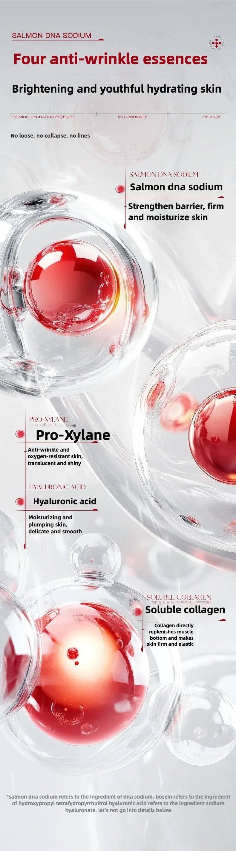 Salmon Dna Sodium Hydrating Kinetic Essence  Fade Fine Lines Facial Moisturizing brightning Anti Aging Firming Skin Care