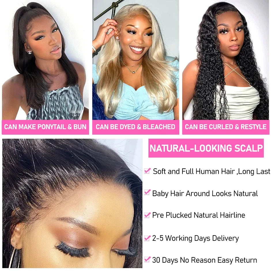 Ali Pearl Transparent Lace Human Hair Wigs Peruvian Straight 4x4 Lace Closure Wig Pre-Plucked for Women