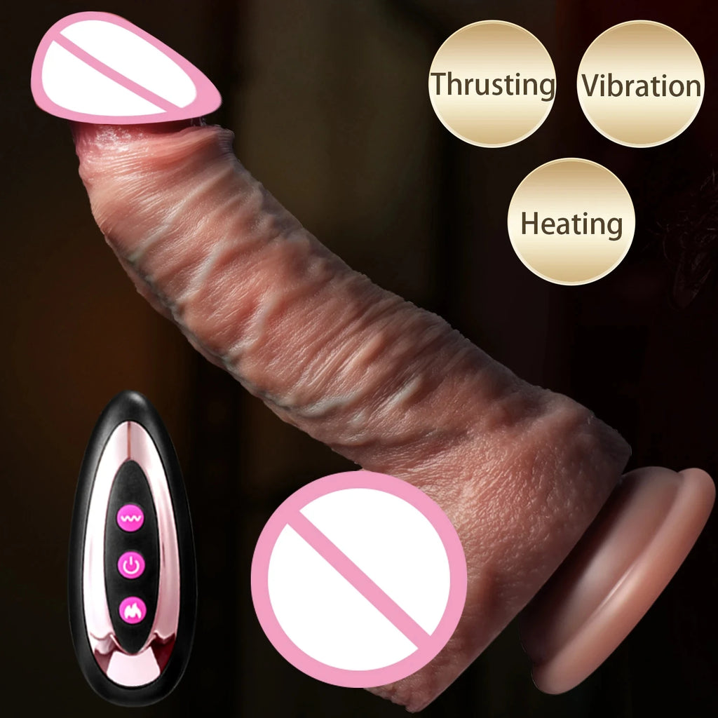 Realistic Dildo Telescopic Vibrator Masturbation Anal Plug for Women Thrusting Dick Penis Adult Heating Remote Control Sex Toys