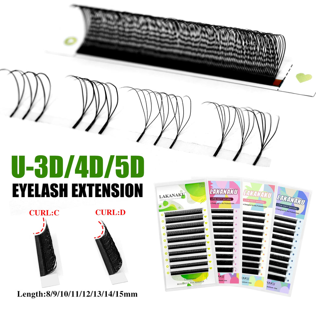 5D U Lashes Fibras Tecnologicas Pestañas Shape U Premade Clover Eyelash Extensions Volume Cilios W