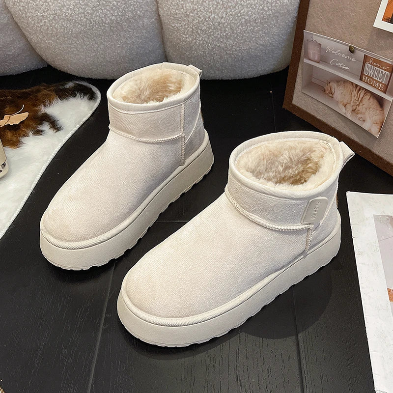 Women's new style snow boots, thick soled, fleece-lined, short boots, cold-proof boots, winter anti-slip, warm snow cotton shoes