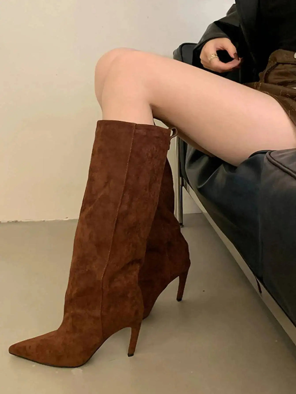 Sexy Pointed Toe High Boots Women Fashion Long Booties Zapatos for Woman Elegant Party Straight High Heel Shoes Winter Footwear