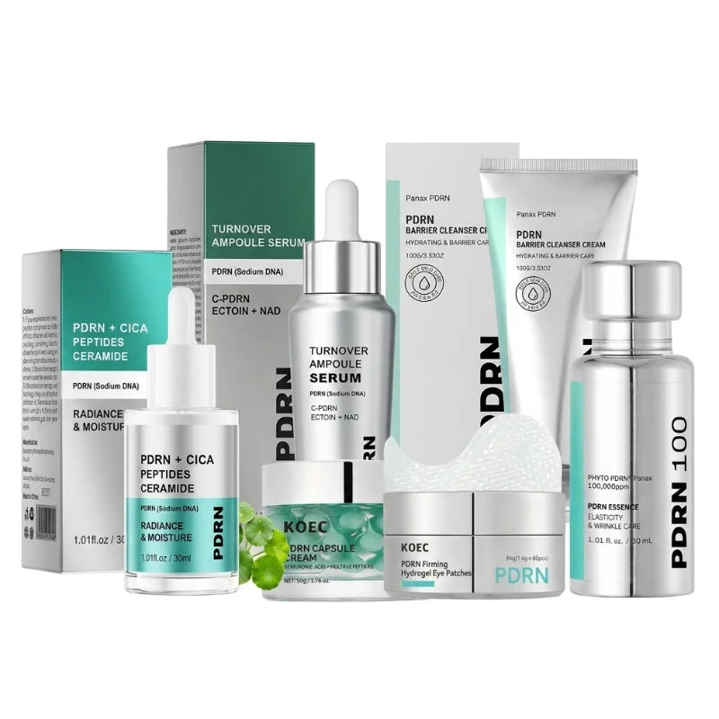 PDRN Centella Asiatica Facial Skincare Set Repair Moisturizing Brighten Serum Capsule Cream Collagen Eye Masks For All Skin Type