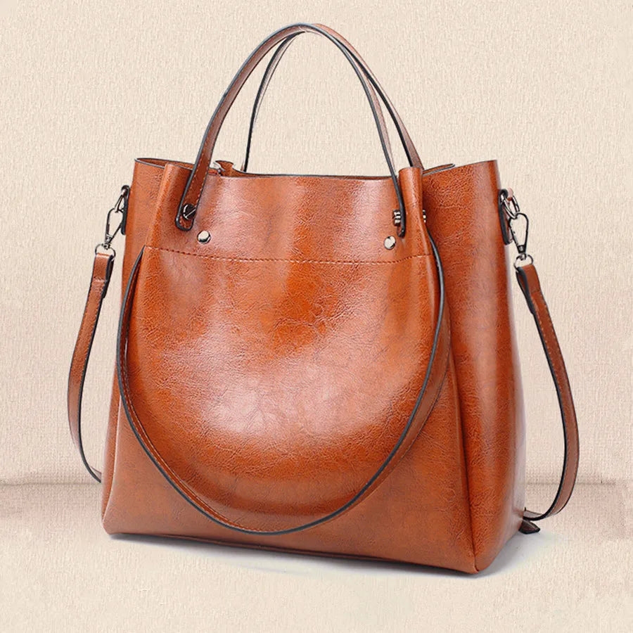 Women' Bucket Handbag, Large Capacity Casual Ladies' Shoulder Crossbody Bag, Soft PU Leather Commuting Bag
