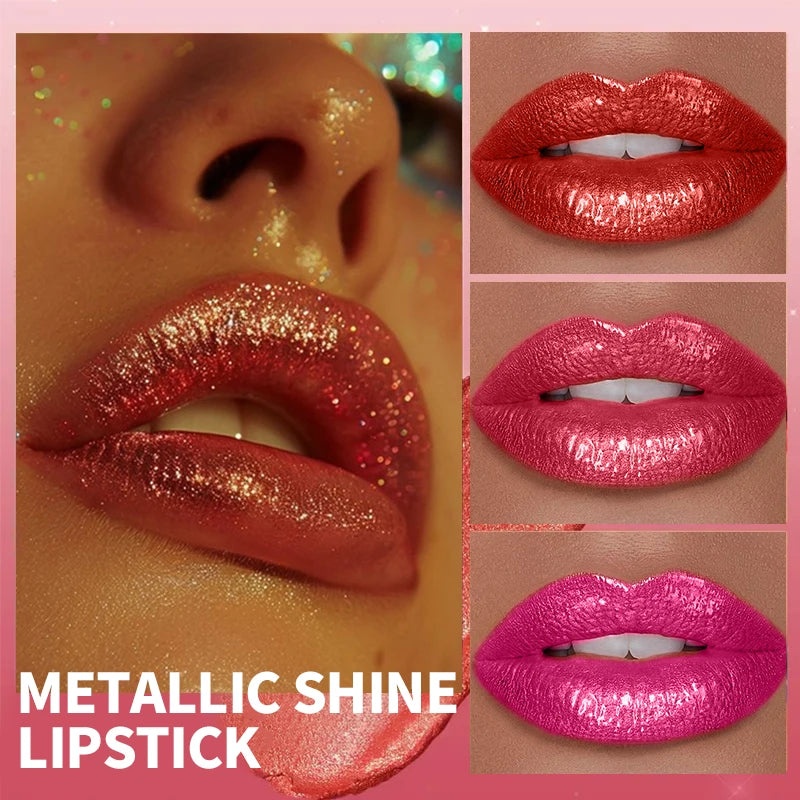 Diamond Lipstick, Hydrating Sparkling Solid Lip Glaze, Shimmer Lip Gloss, Waterproof Long-Lasting Lip Glossy, Highly Pigmented S