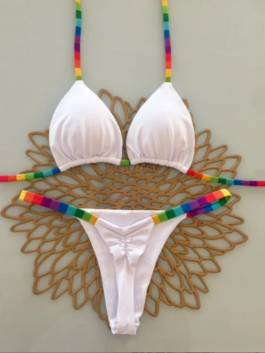 Brazilian Bikini Set Sexy Push Up Swimsuit Two Piece Triangle Tie Side Bottoms Beach Swimming Wear Bathing Suit Women