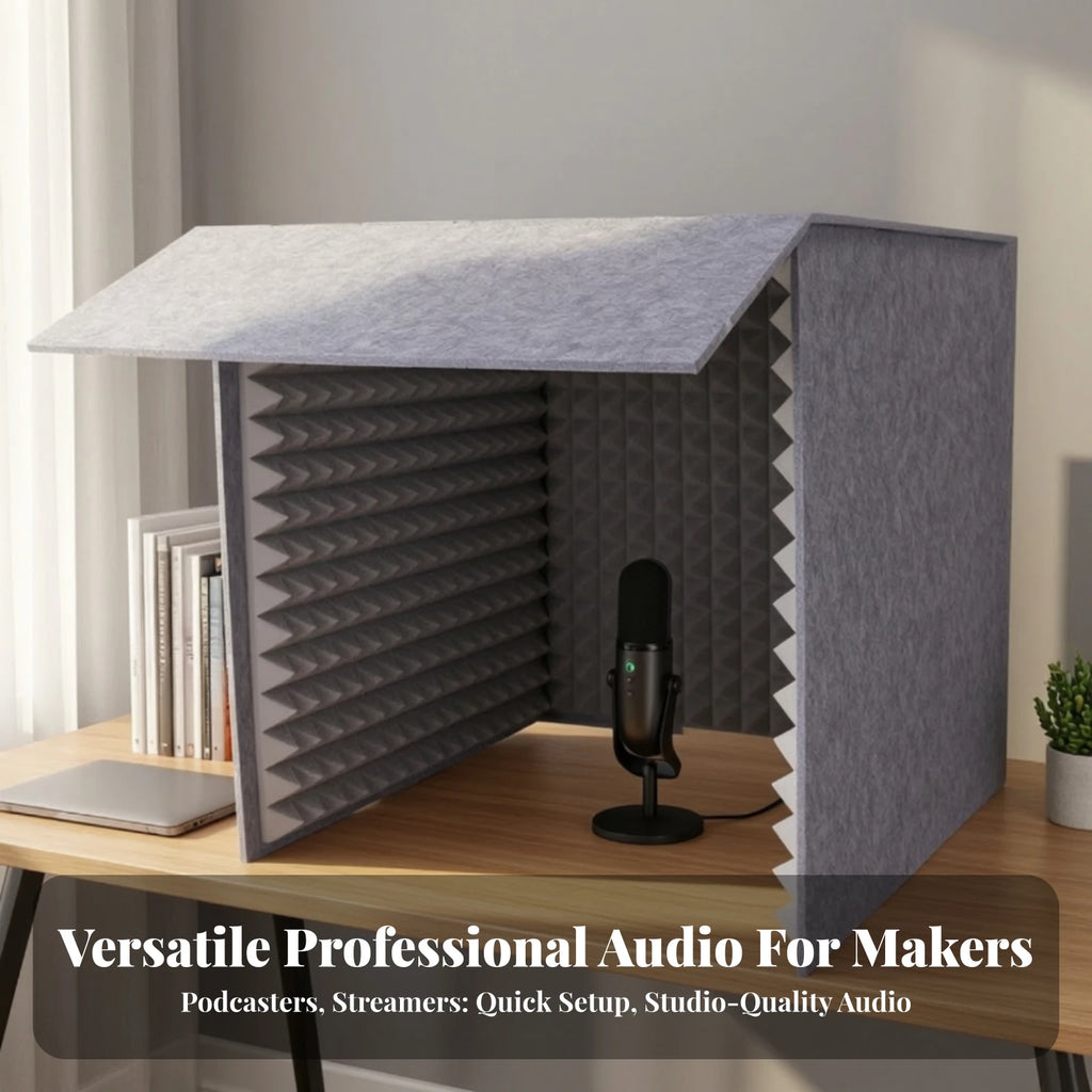 Desktop Sound Booth Quiet Acoustic Enclosure with Sound-Absorbing Foam Desktop Soundproof Cover Clearer for Podcasters