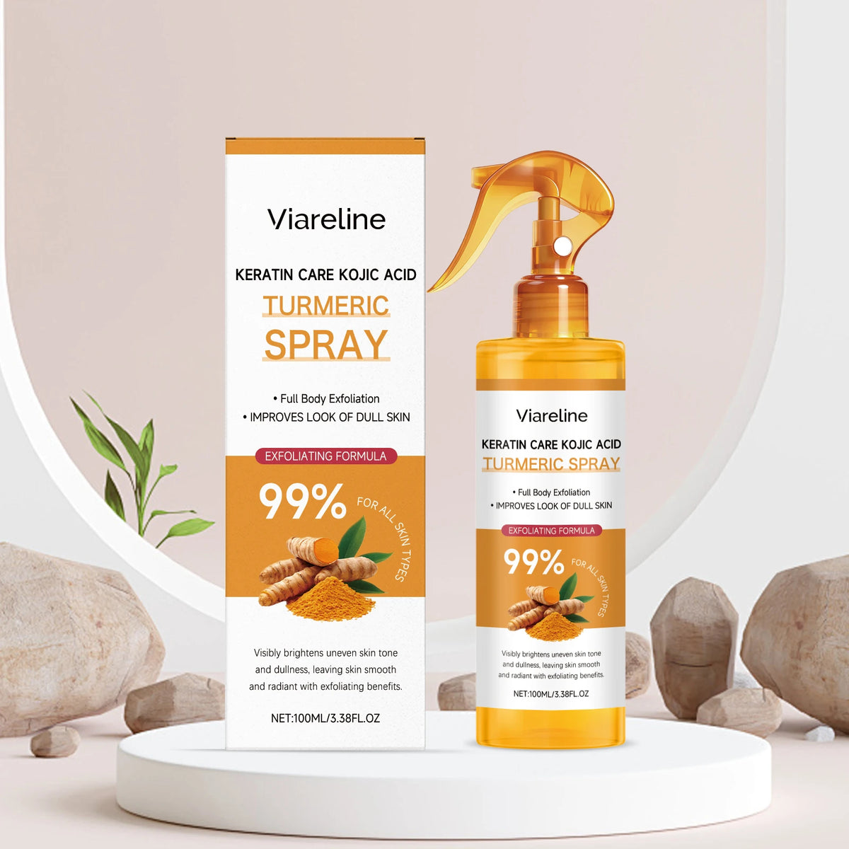 Keratin Care Kojic Acid Turmeric Spray Brightens Uneven Skin Tone Improves Dullness Full Body Use Skin Spray Smooth Skin