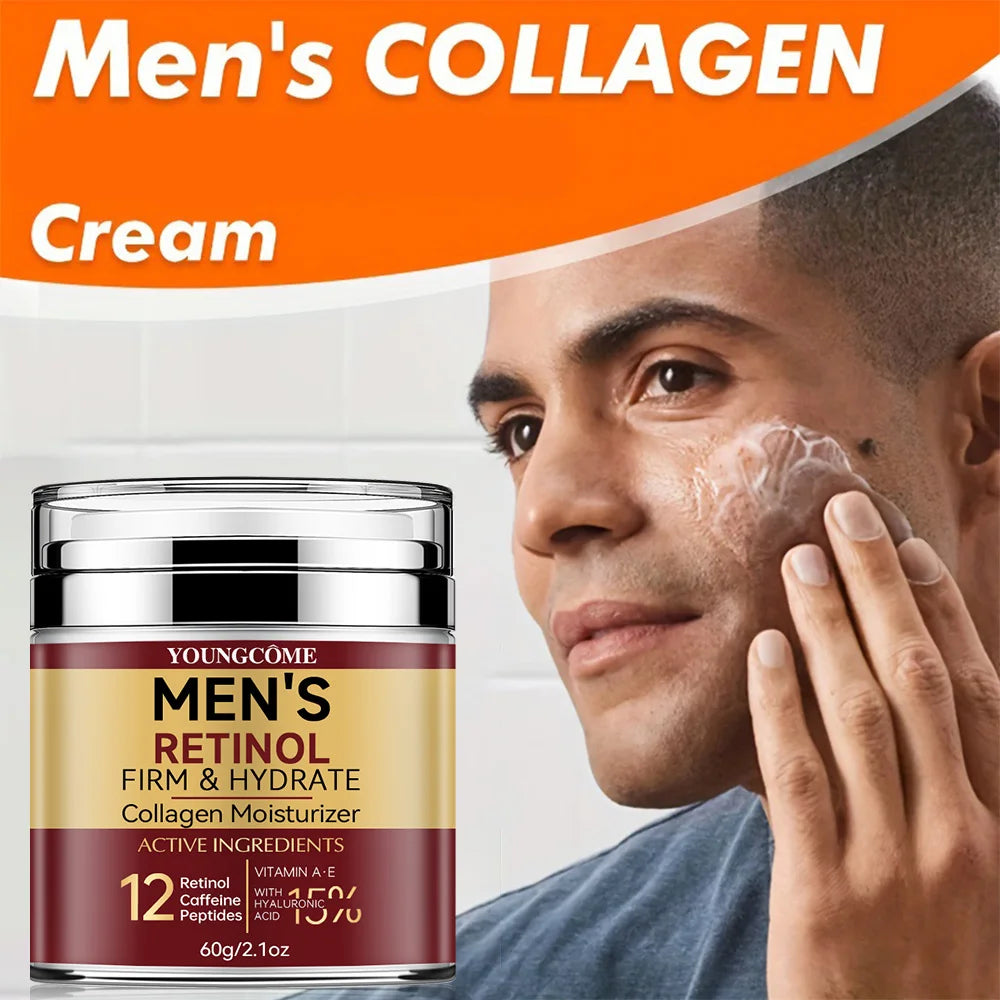 Men's Retinol Firming Face Cream Skincare Moisturizing Collagen Brightening Smooth Wrinkles Facial Face Men Skin Care Treatment