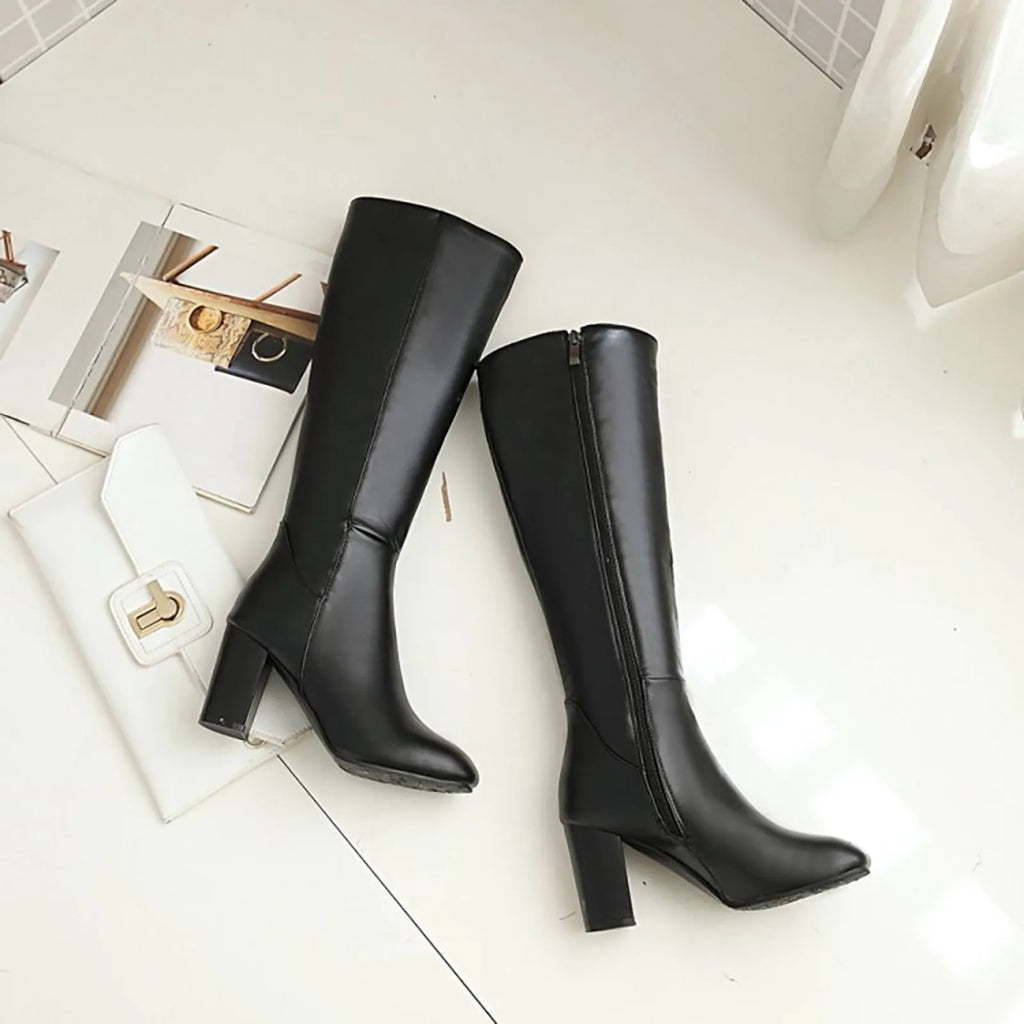 Autumn And Winter Women'S High Boots Fashion Soft Leather Back Zipper Long Boots Ladies Comfortable Knee High Boots Botas Mujer