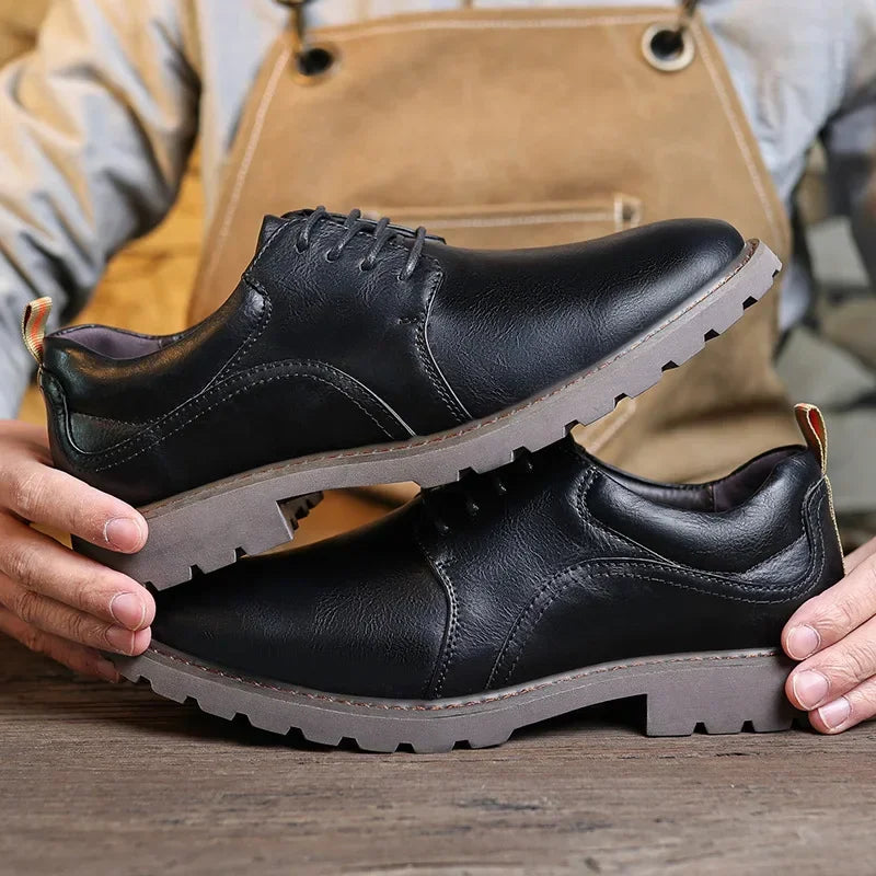 Vintage Men's Leather Shoes Casual Shoe Outdoor Workwear Men's Shoes British Style Single Botines Para Hombres Zapatillas Male
