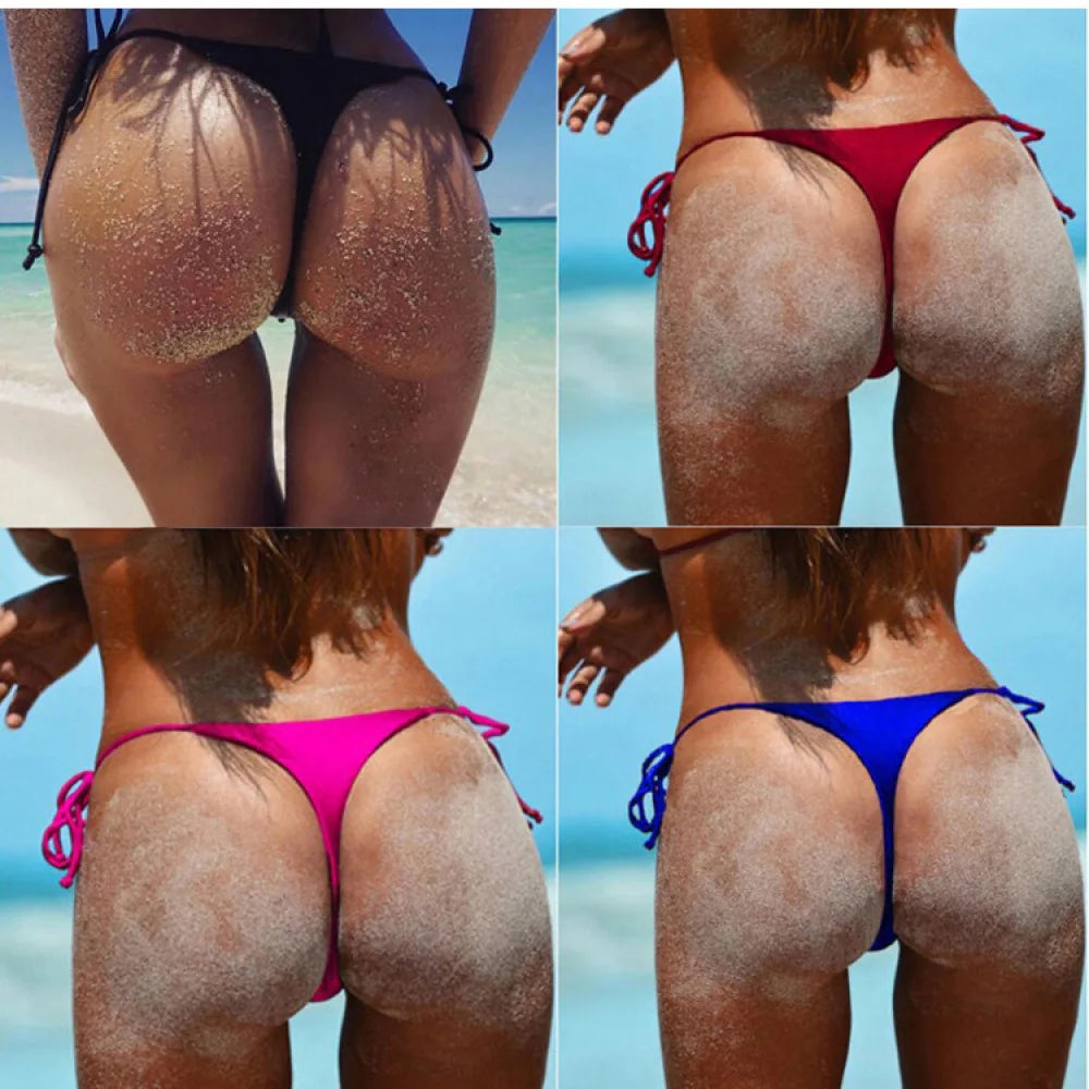 Ladies Sexy Thong Bikini Bottoms Tie Side Swimwear Low Waist Briefs Comfortable Summer Bathing Suit For Beach Swimming