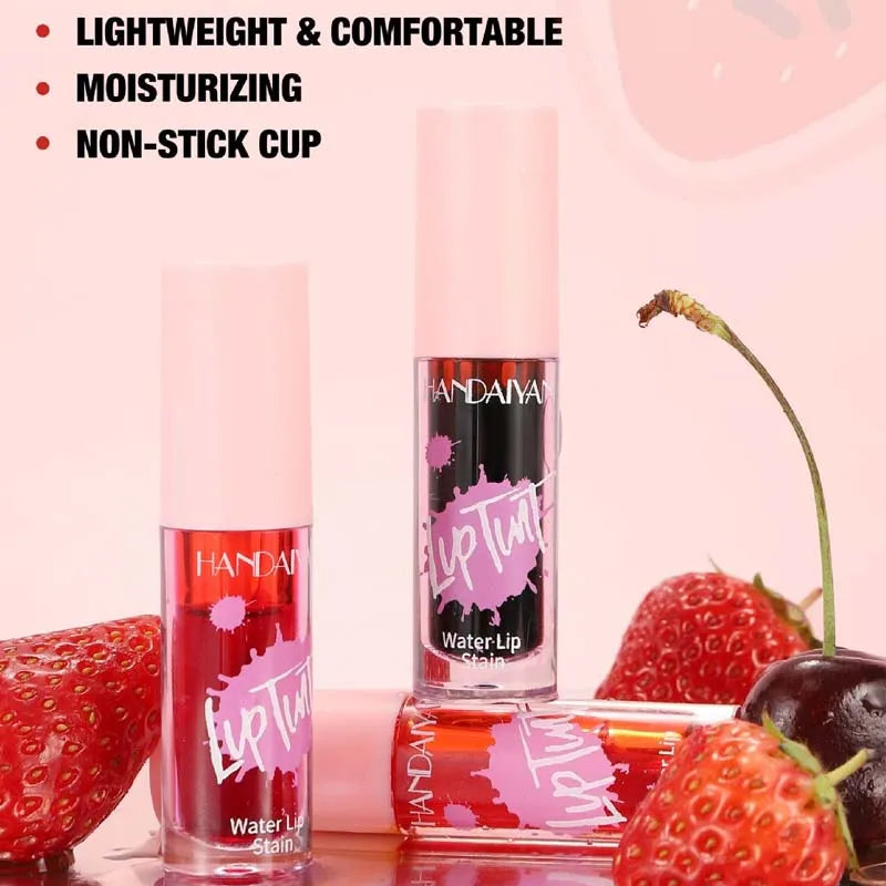 Liquid Lip Stain Lipstick Makeup Water Light Fruit Juice Lip Gloss Tint Moisturizing Waterproof Non-Stick High Pigment Lipstick