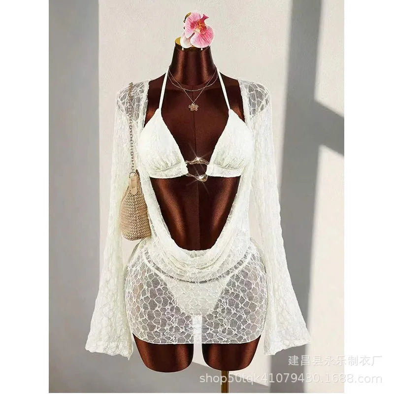 Women Bikini Triangle Top High Waist Bottom Beachwear With Shorts Women's Swimwear Halter Neck Orange Two Piece Swimsuit