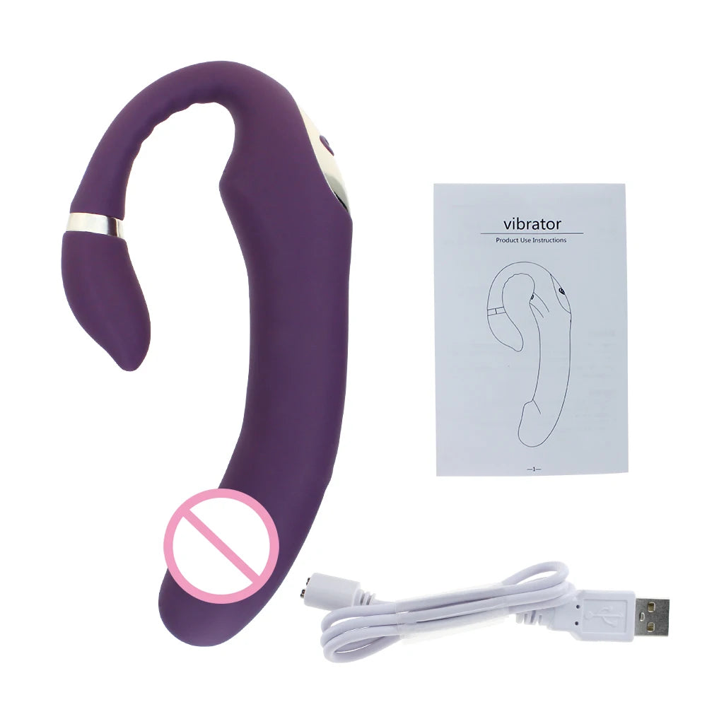 Sex Vibrator G-spot Simulate Soft Double-Head Vibrate Sex Toys for Women Clitoris Massager Rechargeble C-shape for Couple Fun