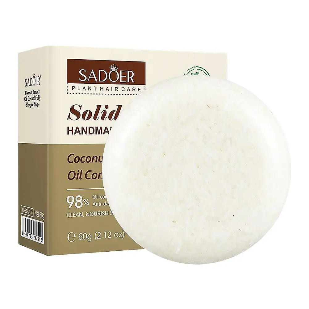Coconut Solid Shampoo Bar 60g Travel Friendly Compact Handmade Soap No Residue Voluminous Deep Cleansing Hair Repair Hair Care