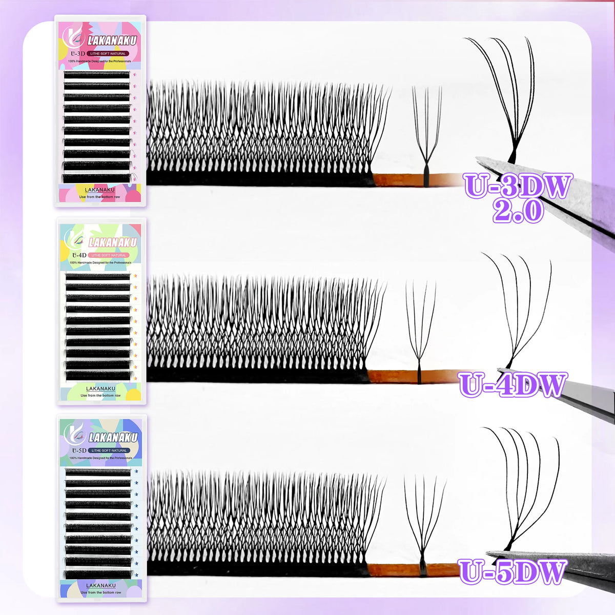 5D U Lashes Fibras Tecnologicas Pestañas Shape U Premade Clover Eyelash Extensions Volume Cilios W
