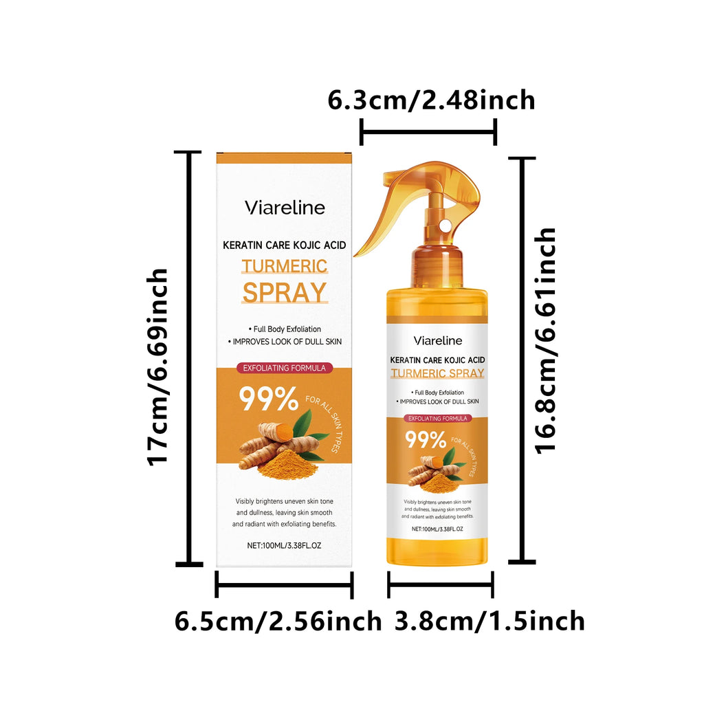Keratin Care Kojic Acid Turmeric Spray Brightens Uneven Skin Tone Improves Dullness Full Body Use Skin Spray Smooth Skin