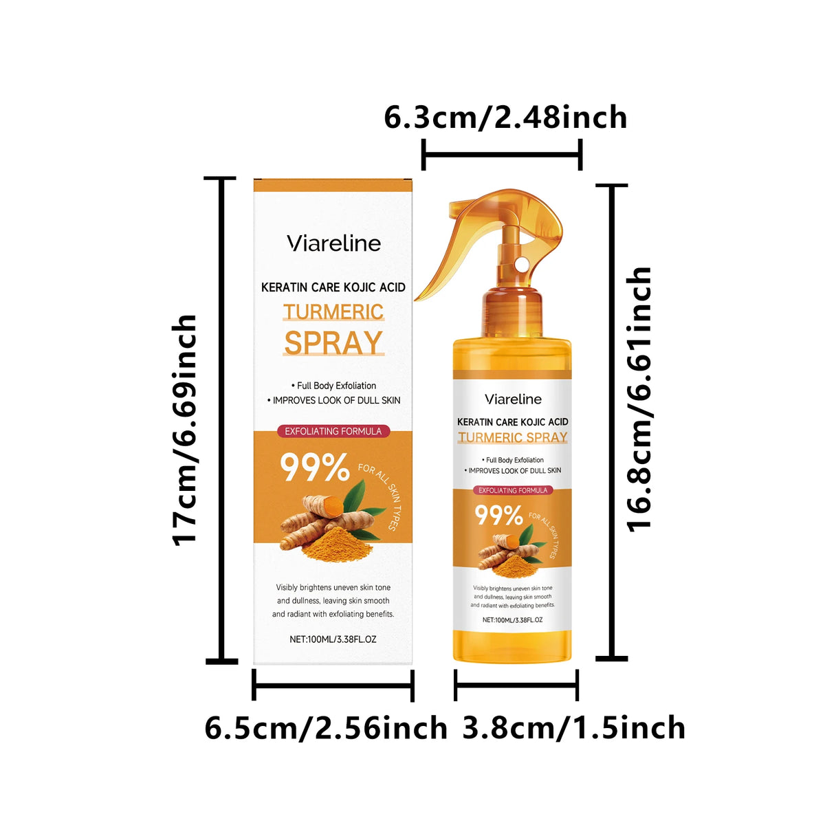Keratin Care Kojic Acid Turmeric Spray Brightens Uneven Skin Tone Improves Dullness Full Body Use Skin Spray Smooth Skin