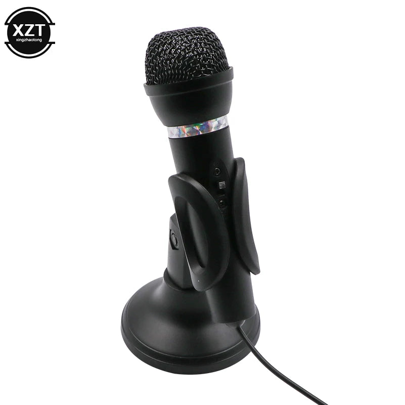 3.5mm Microphone Home Stereo MIC Desktop Stand YouTube Video Skype Chatting Gaming Podcast Recording Microphone for PC