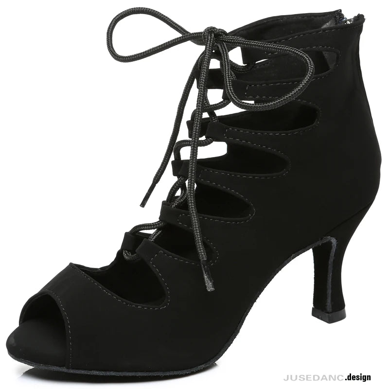 Ballroom Dance Shoes Women Latin Dancing Shoes Salsa Boots Bachata Shoes For Ladies Black Red Hot Sale