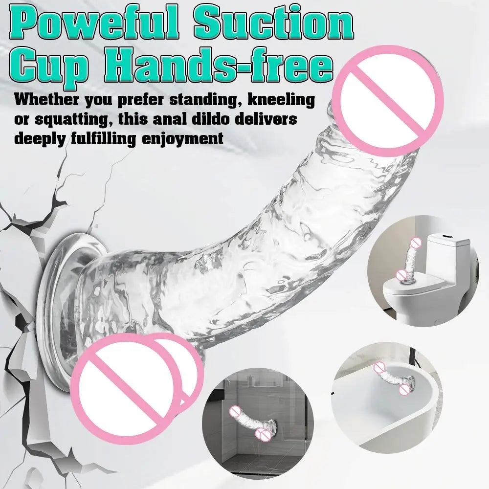 Adult Sex Toy Realistic Soft Dildo for Women Beginner Transparent Penis with Strong Suction Cup Hands-Free Play Masturbator Tool