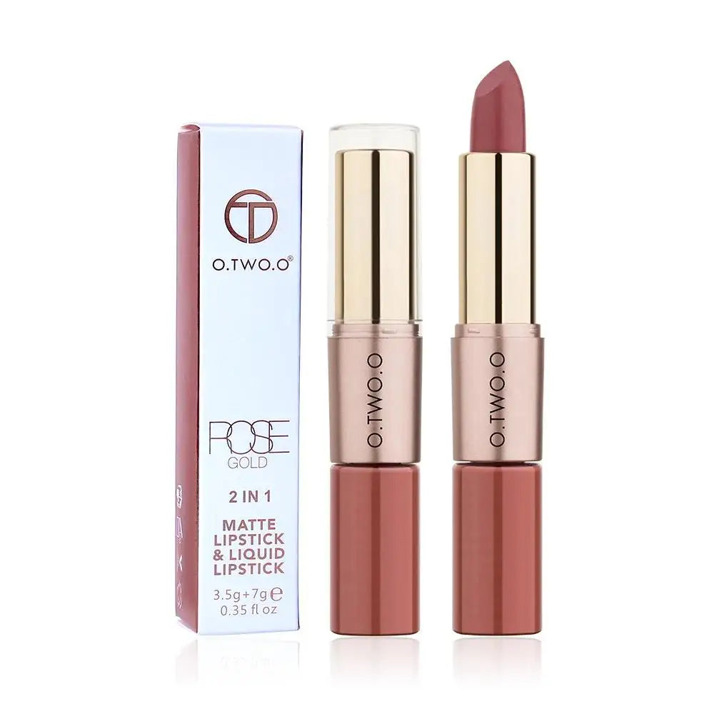 Waterproof 2 in 1 Matte Lipstick Lip Gloss 12 Colors Long Lasting Makeup Cosmetics Rouge Lips Stick Batom Mate
