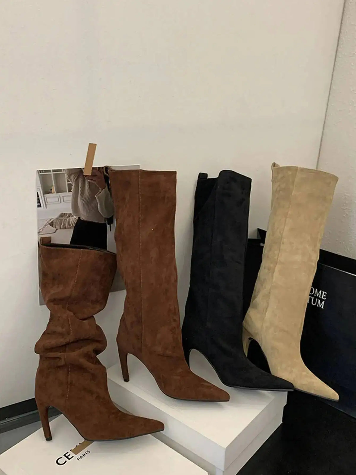 Sexy Pointed Toe High Boots Women Fashion Long Booties Zapatos for Woman Elegant Party Straight High Heel Shoes Winter Footwear